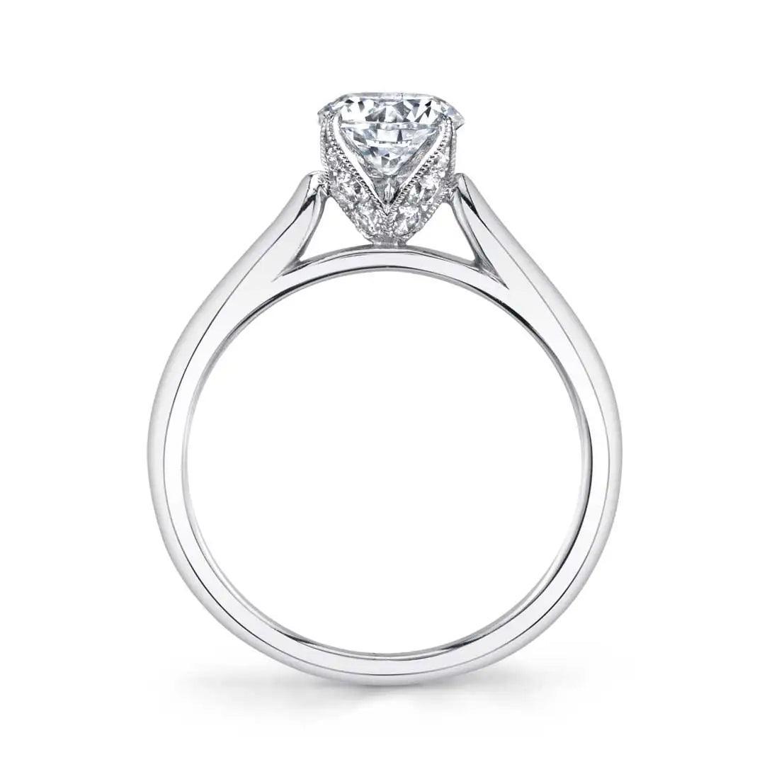 14K Round Modern Solitaire Engagement Ring