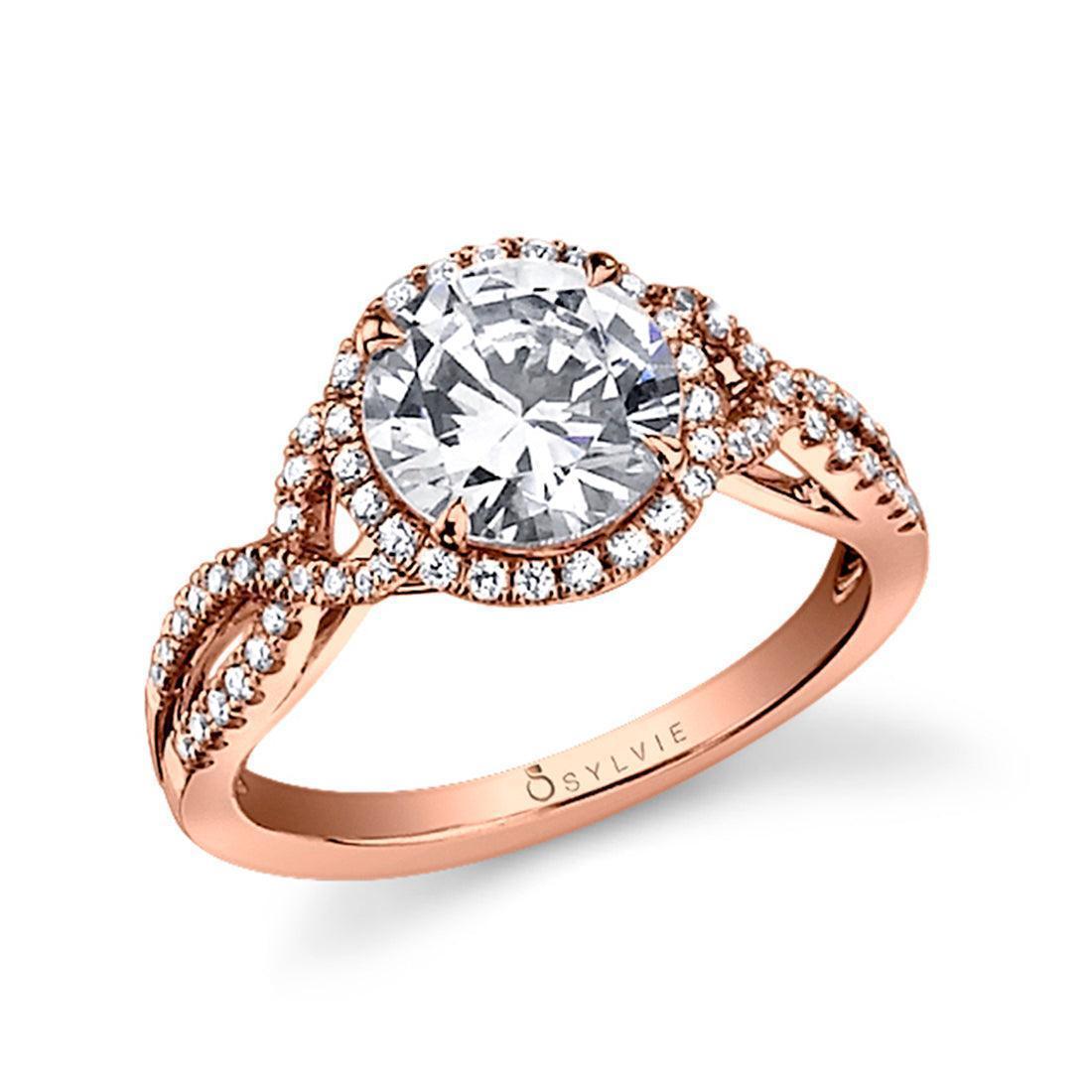 14K Jocelina Split Shank Engagement Ring with Halo