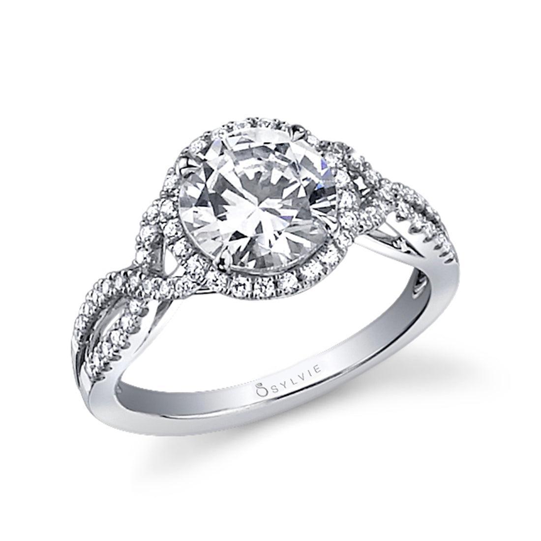 14K Jocelina Split Shank Engagement Ring with Halo