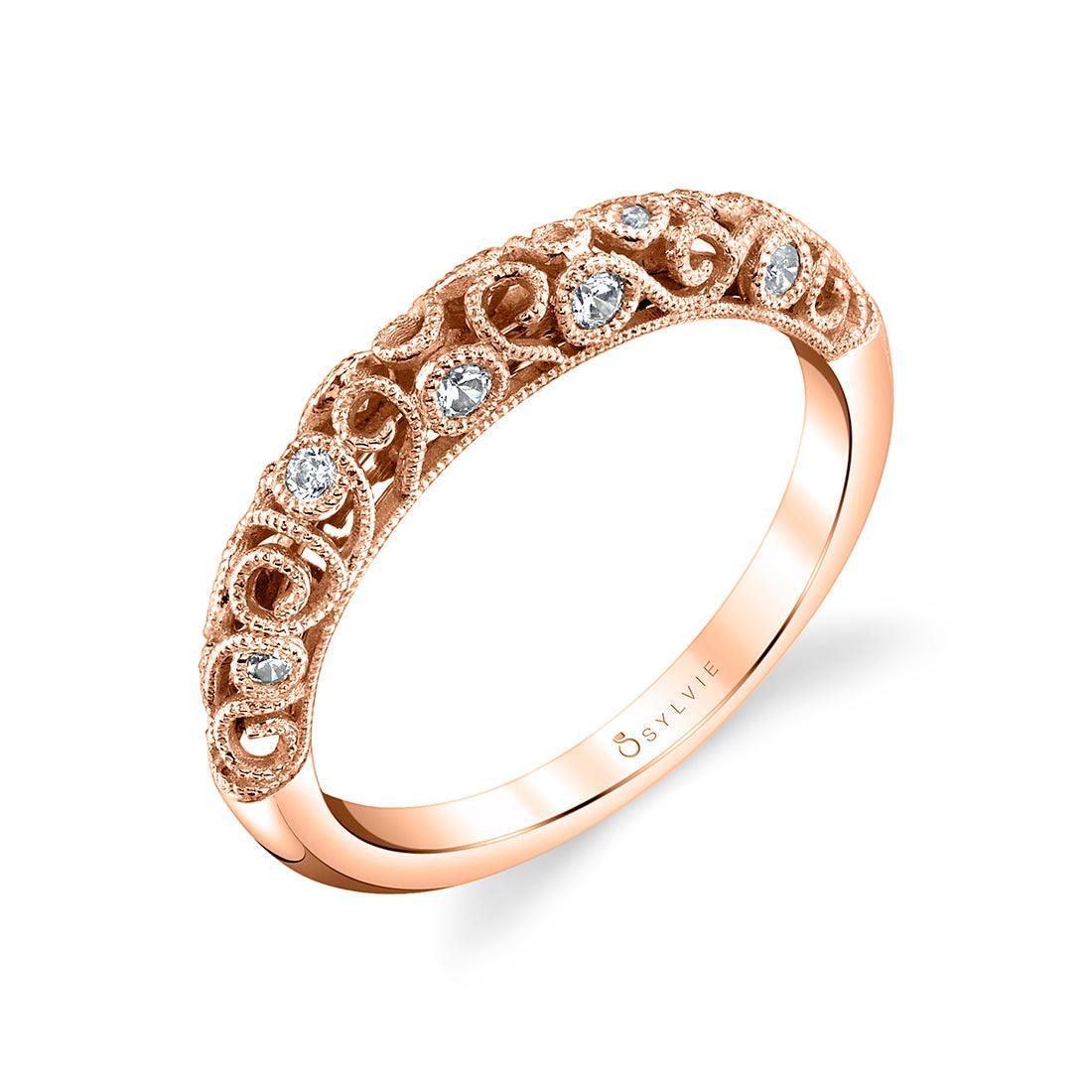 14K Vintage Milgrain Wedding Band