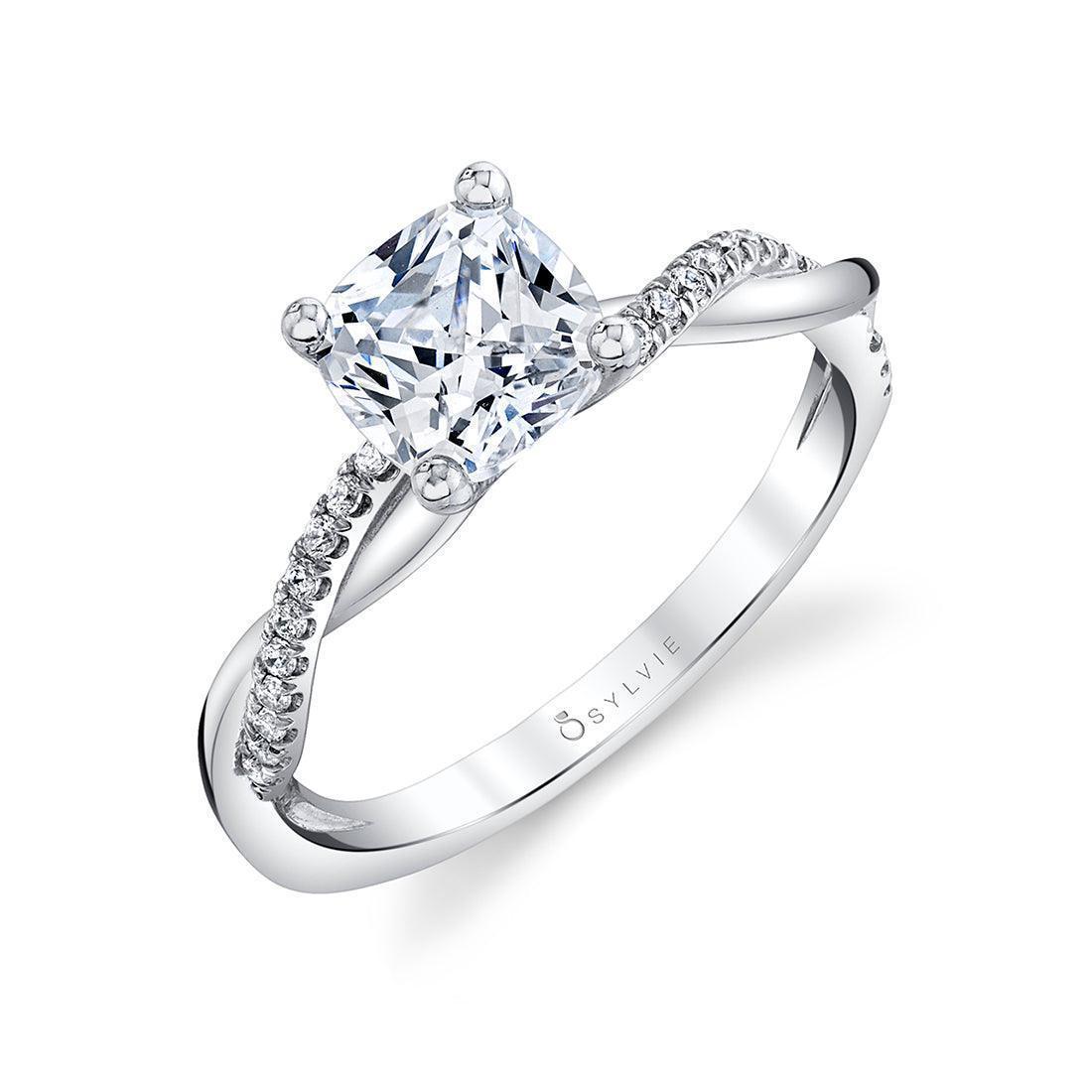 Yasmine Cushion Cut Spiral Engagement Ring