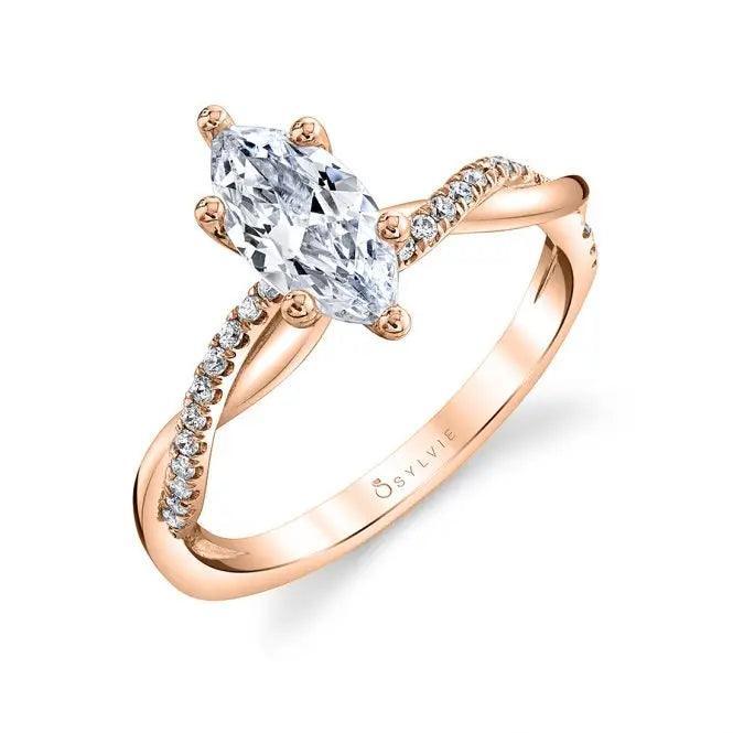 Yasmine Marquise Spiral Engagement Ring