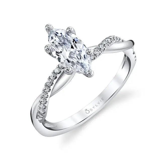 Yasmine Marquise Spiral Engagement Ring