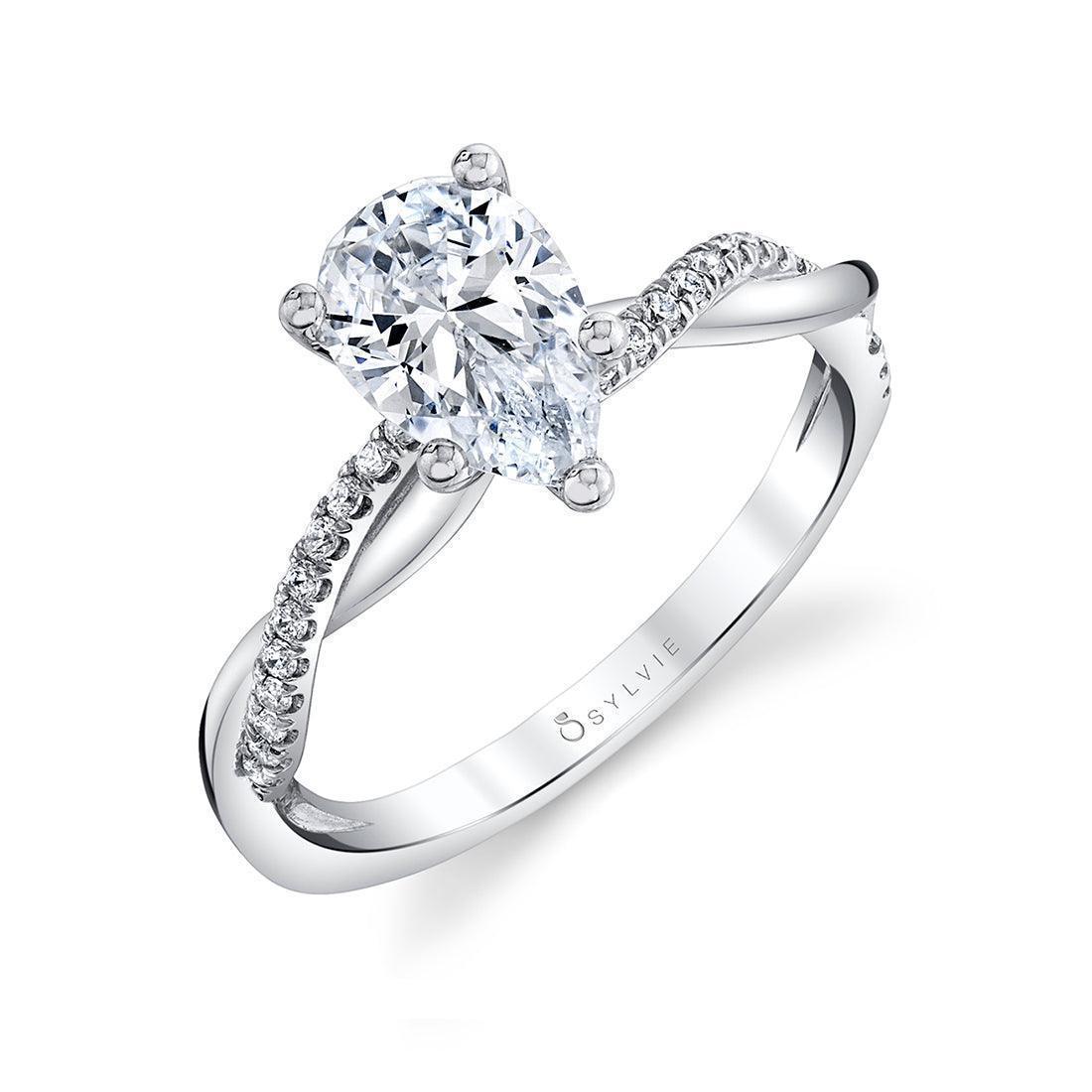 14K Yasmine Pear Spiral Engagement Ring