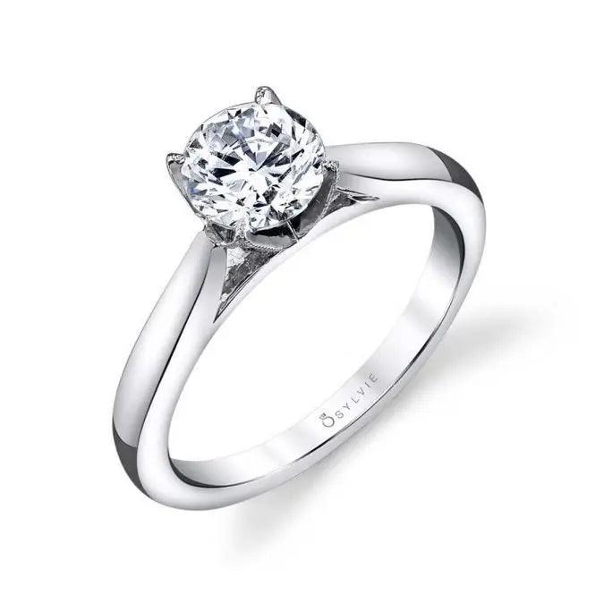 14K Round Modern Solitaire Engagement Ring