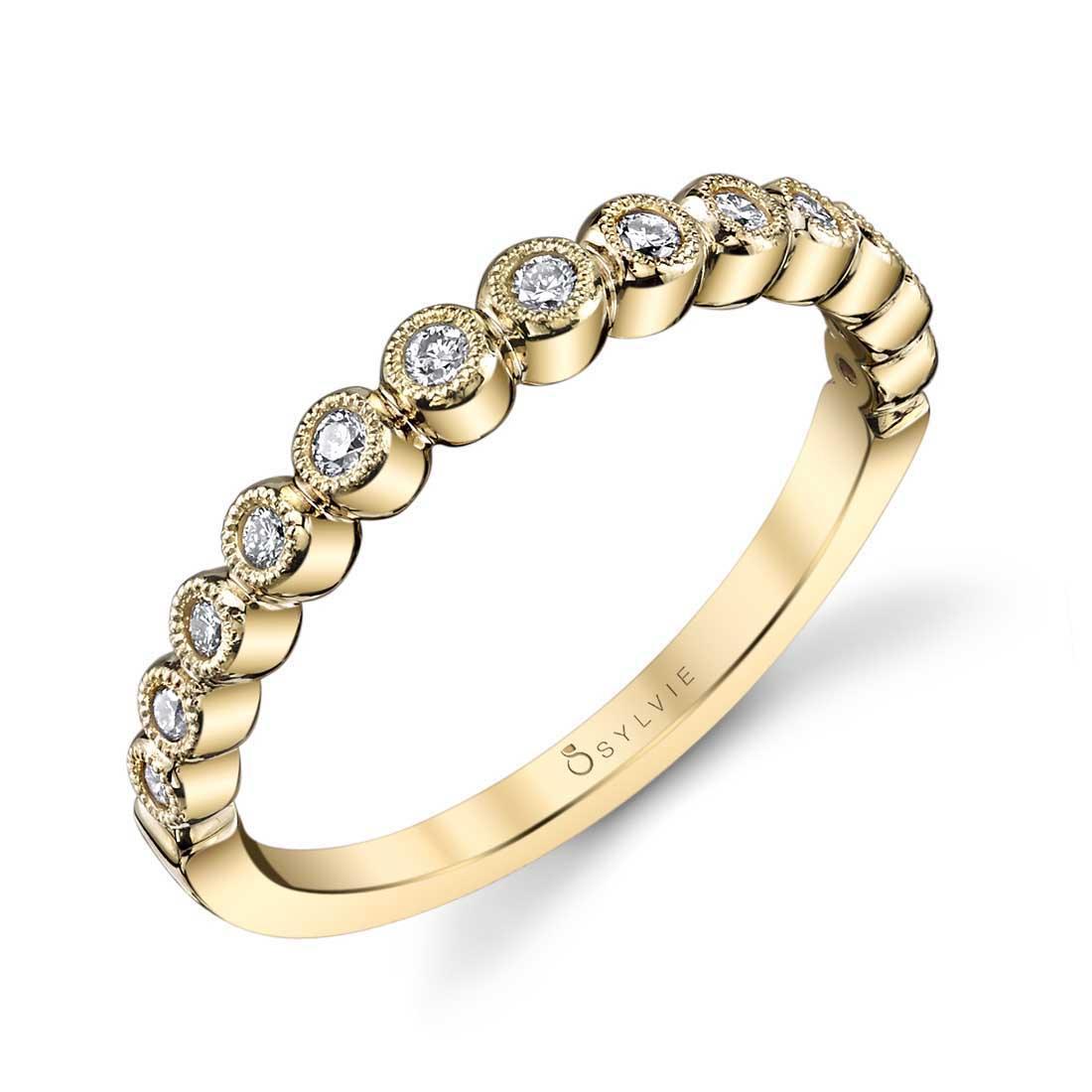 14K Beatrice Bezel Set Stackable Wedding Band