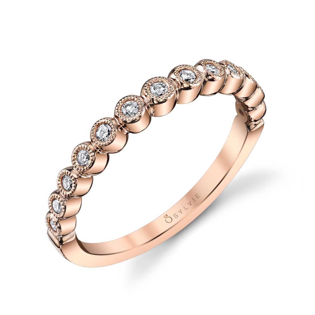 14K Beatrice Bezel Set Stackable Wedding Band