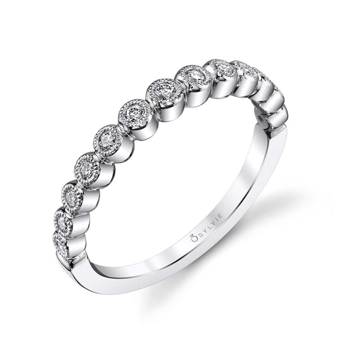 14K Beatrice Bezel Set Stackable Wedding Band