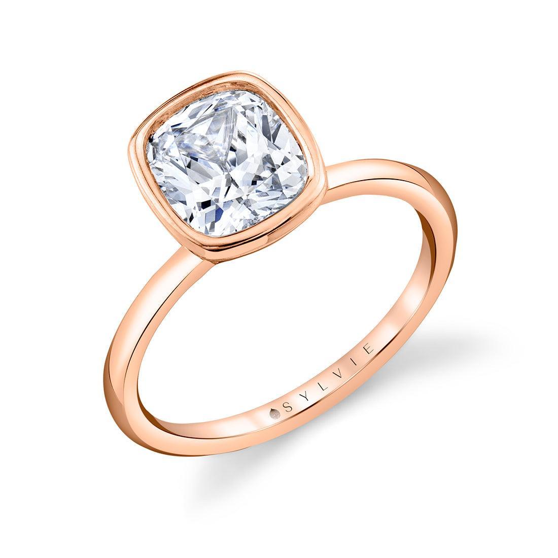 18K Cliodhna Cushion Cut Bezel Engagement Ring
