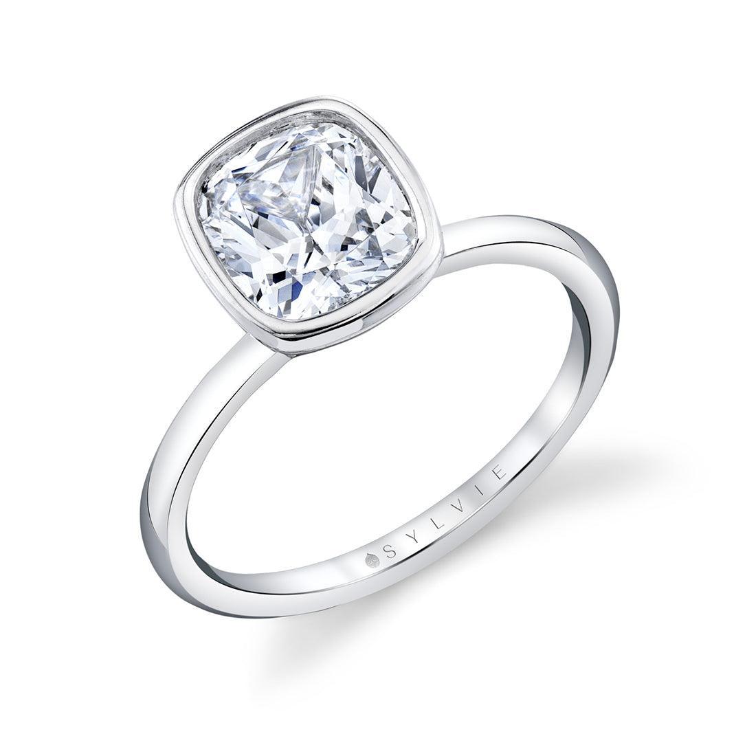 18K Cliodhna Cushion Cut Bezel Engagement Ring