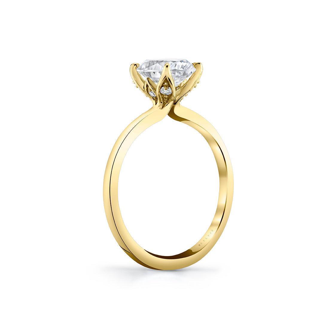 14K Shay Oval Floral Solitaire Engagement Ring