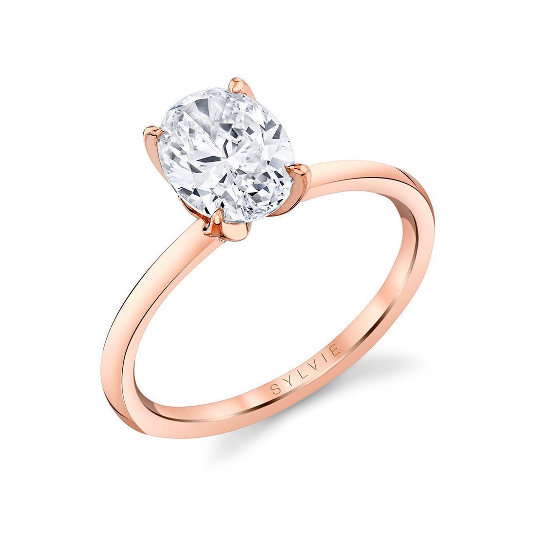 14K Shay Oval Floral Solitaire Engagement Ring