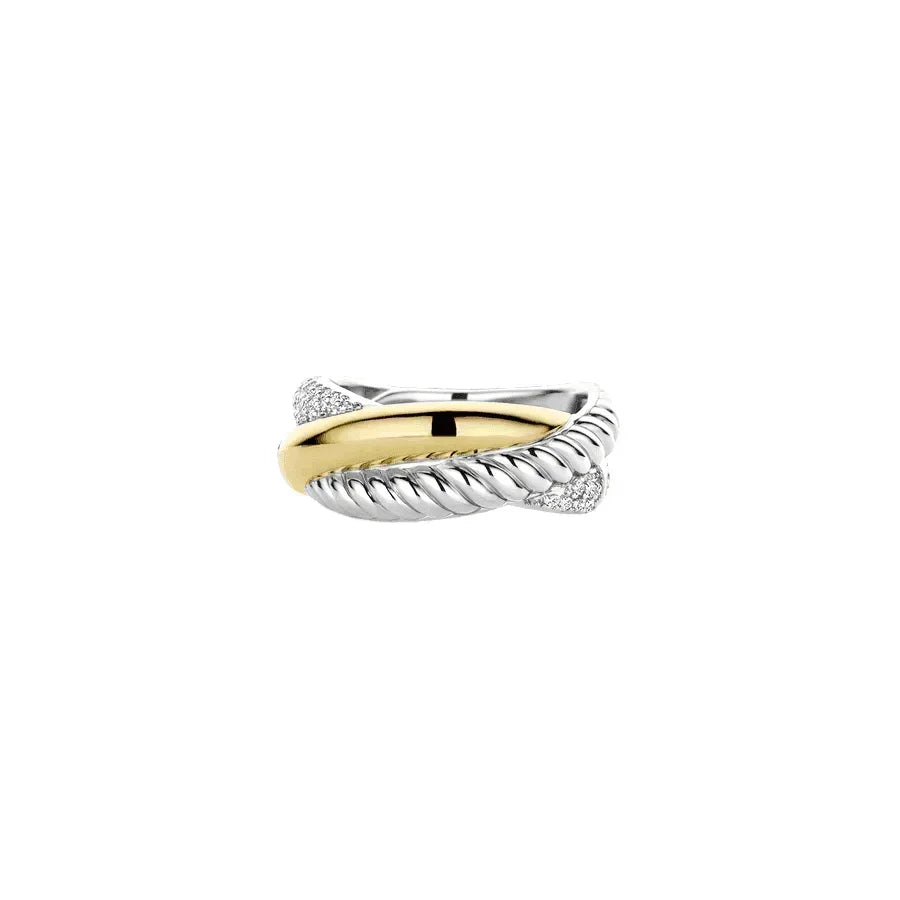 Textured Multi Band CZ Ring