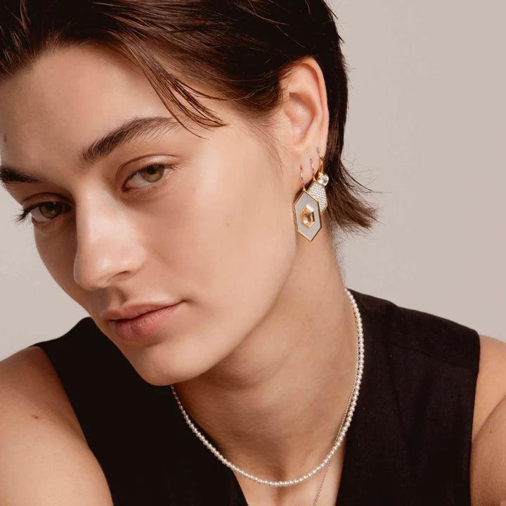 Geometric Mother of Pearl Earrings
