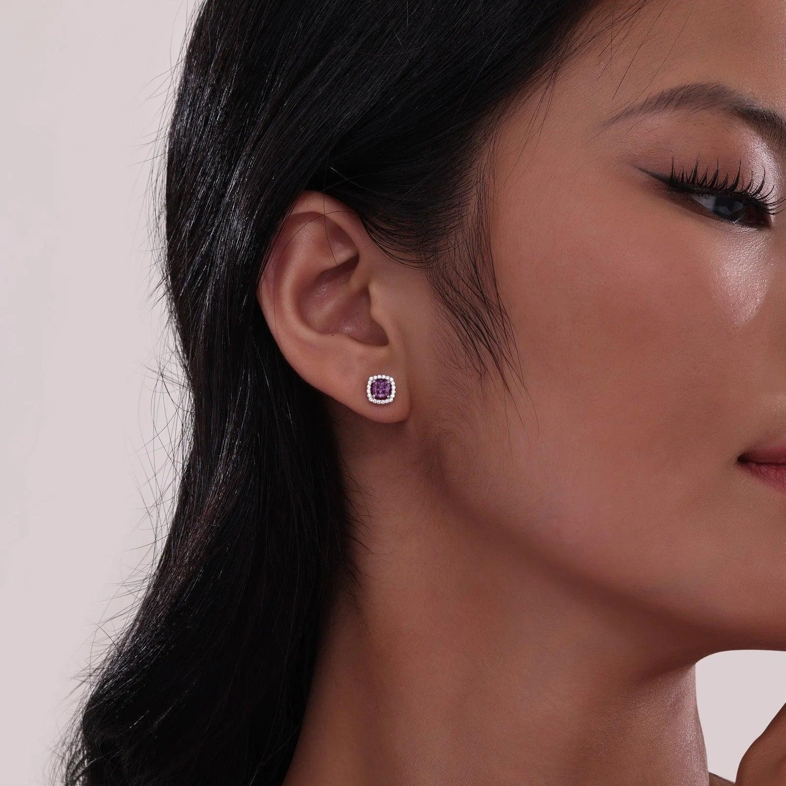 Cushion Cut Halo Earrings