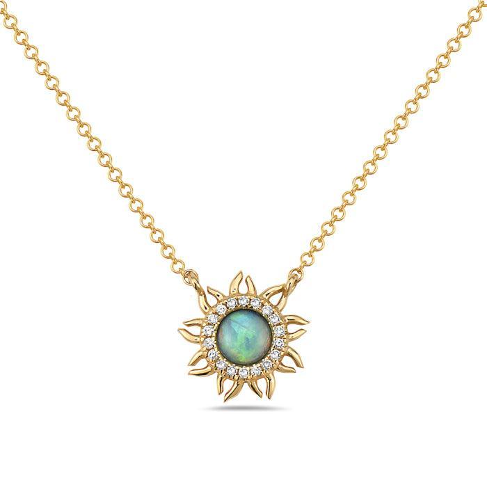 Opal Diamond Sunburst Necklace