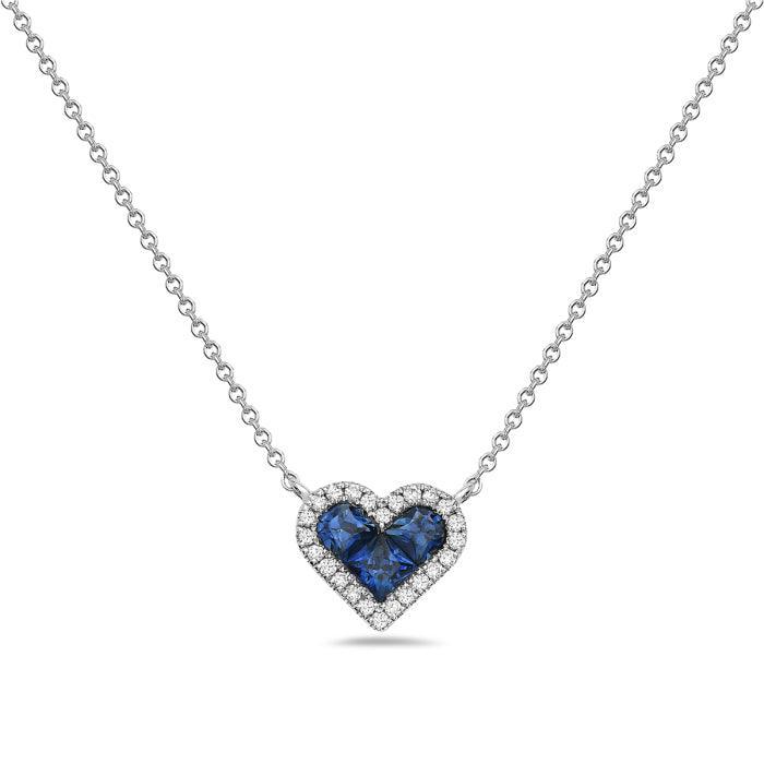 Sapphire Diamond Heart Necklace