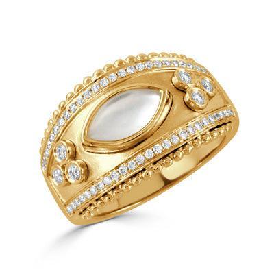White Mother of Pearl Diamond Ring