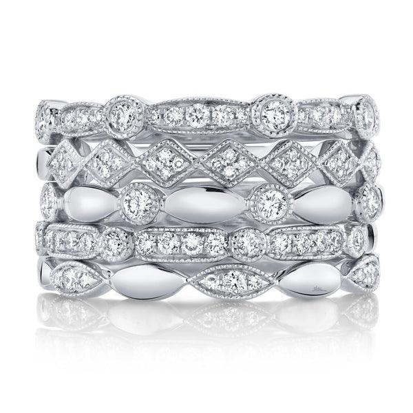 Diamond Ring Stack 5 pc