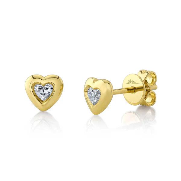 Bezel Heart Diamond Earrings
