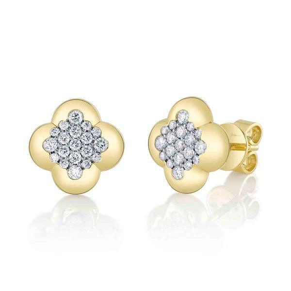 Diamond Clover Stud Earrings