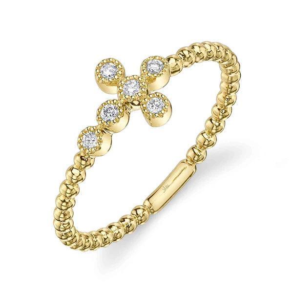 Diamond Sideway Cross Ring
