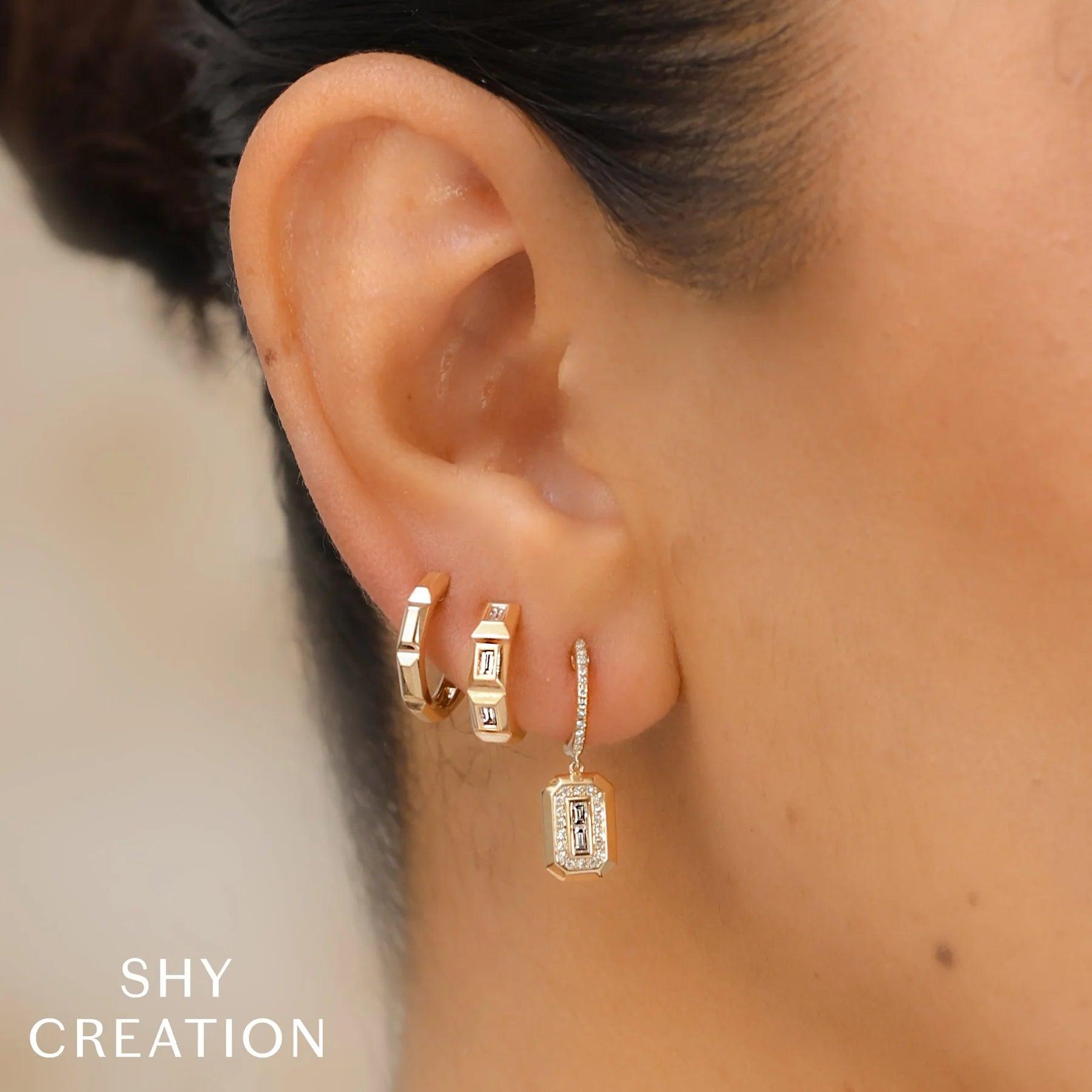 Octagon Geo Cut Huggie Earrings
