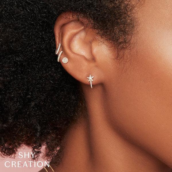 Pave Circle Diamond Earrings