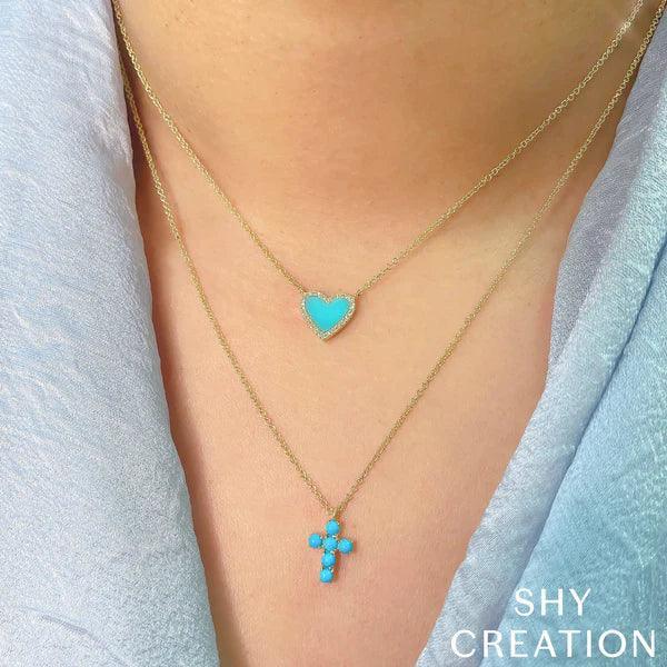 Diamond Turquoise Heart Necklace