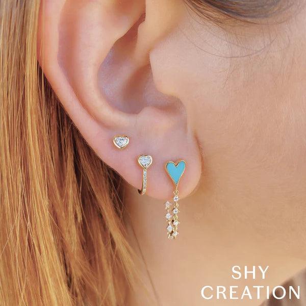 Bezel Heart Diamond Earrings