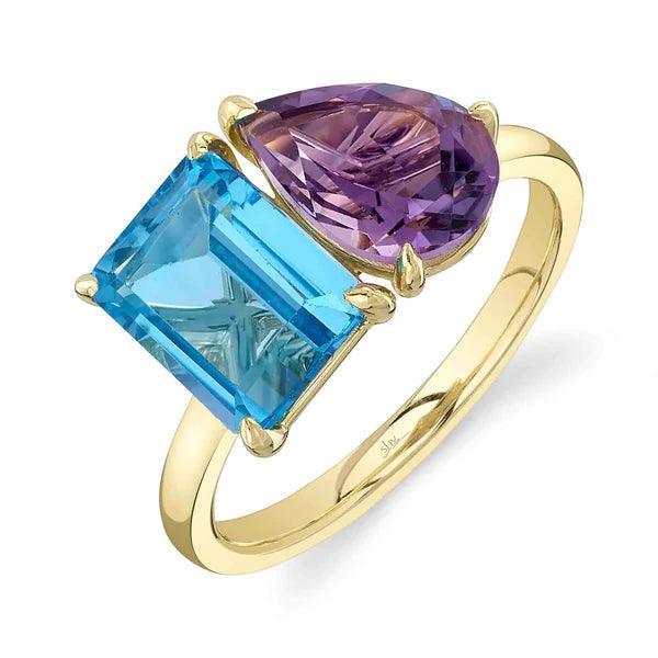 Amethyst Blue Topaz Ring