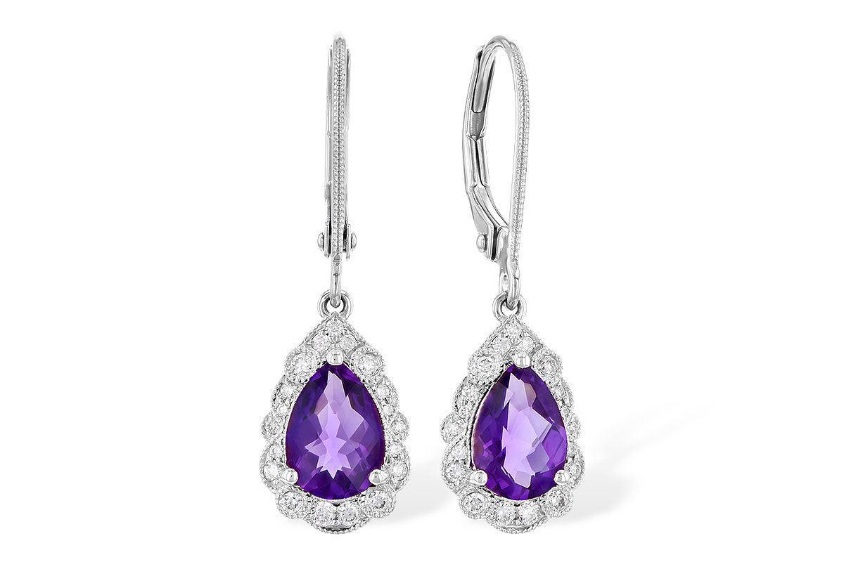 Amethyst Diamond Drop Earrings
