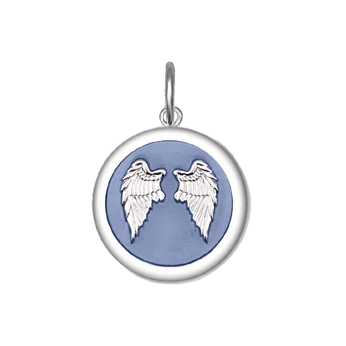 Angel Wings Fly Silver Pendant- Blue