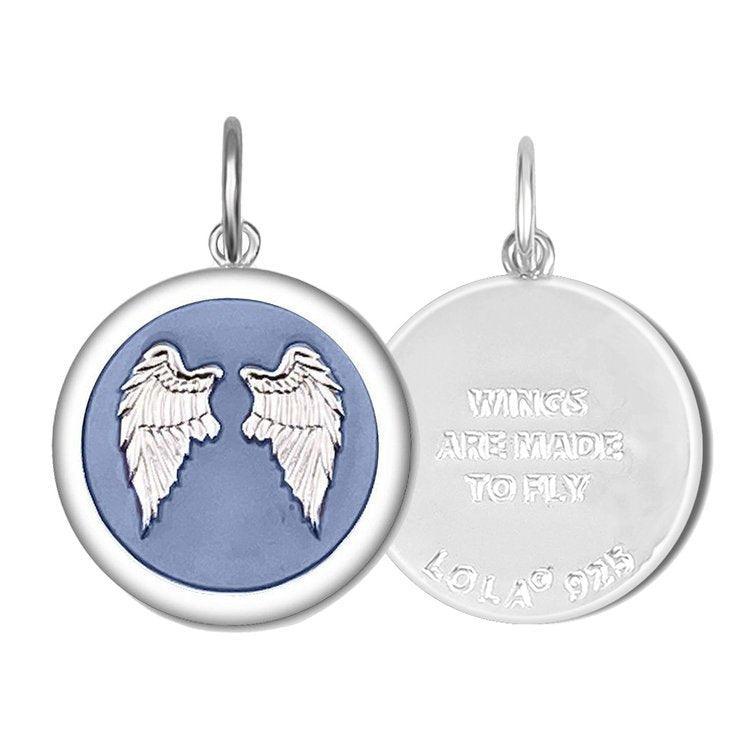 Angel Wings Fly Silver Pendant- Blue