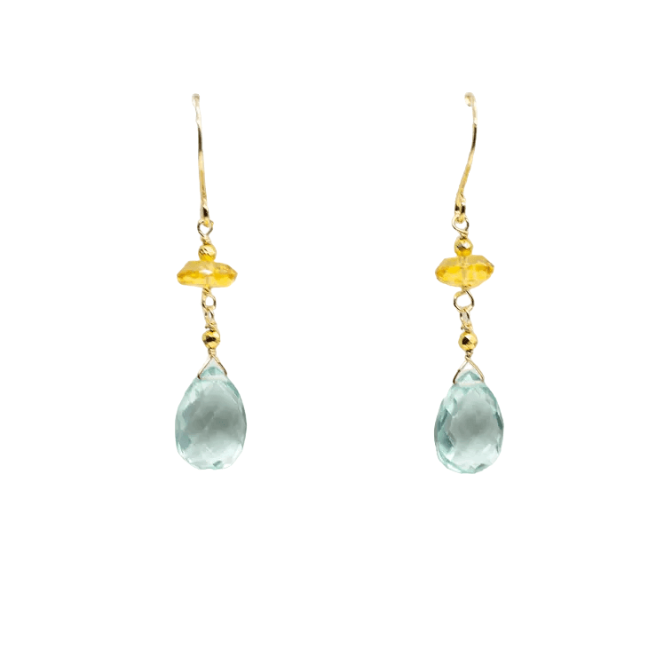 Aquamarine & Citrine Earrings