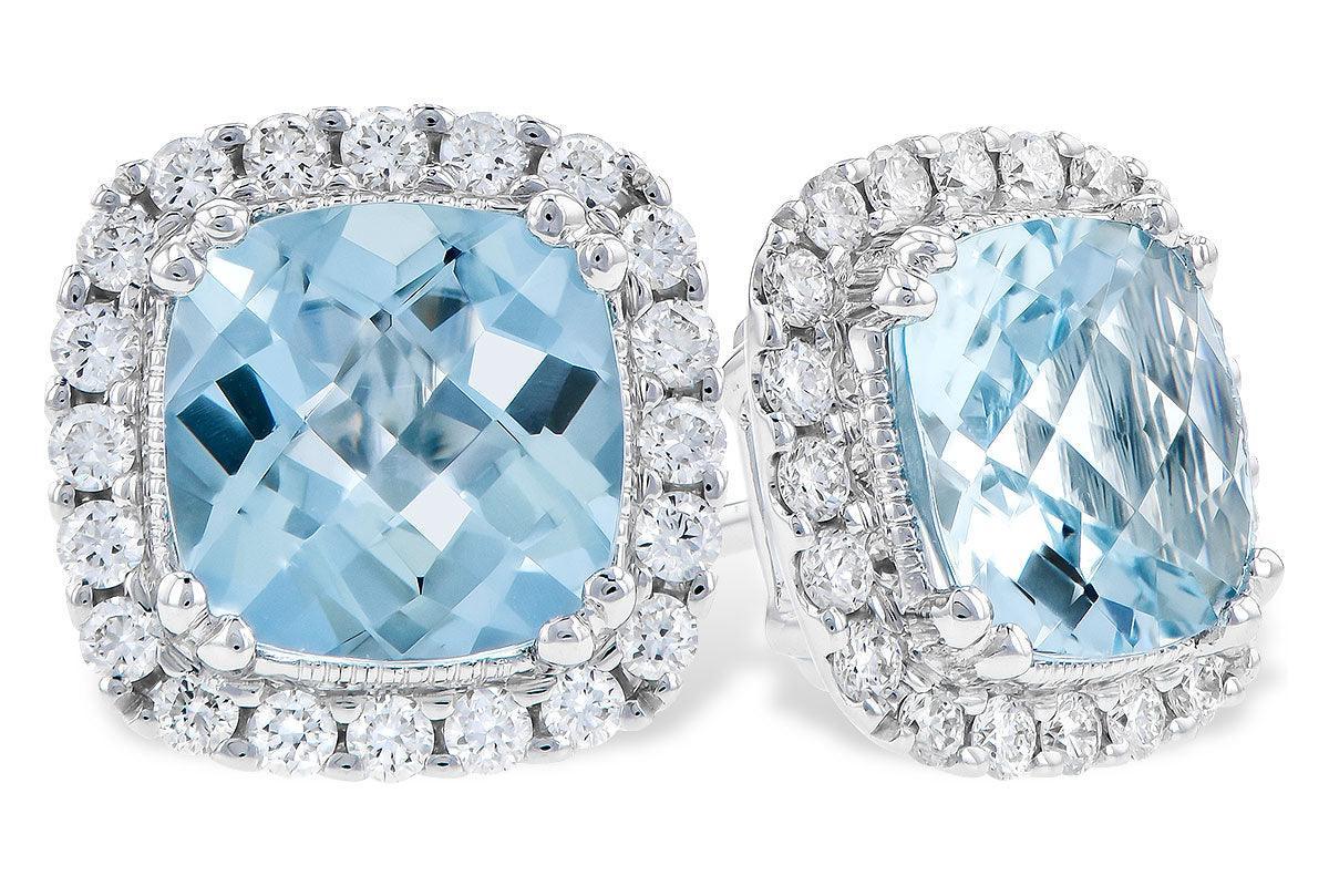 Aquamarine & Diamond Stud Earrings