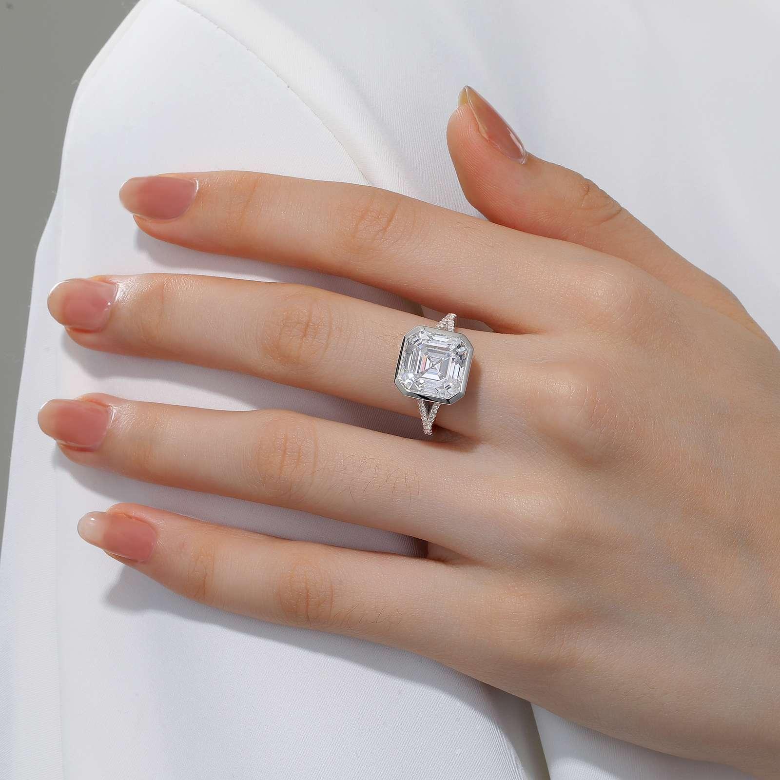 Asscher Cut Bezel Set Ring