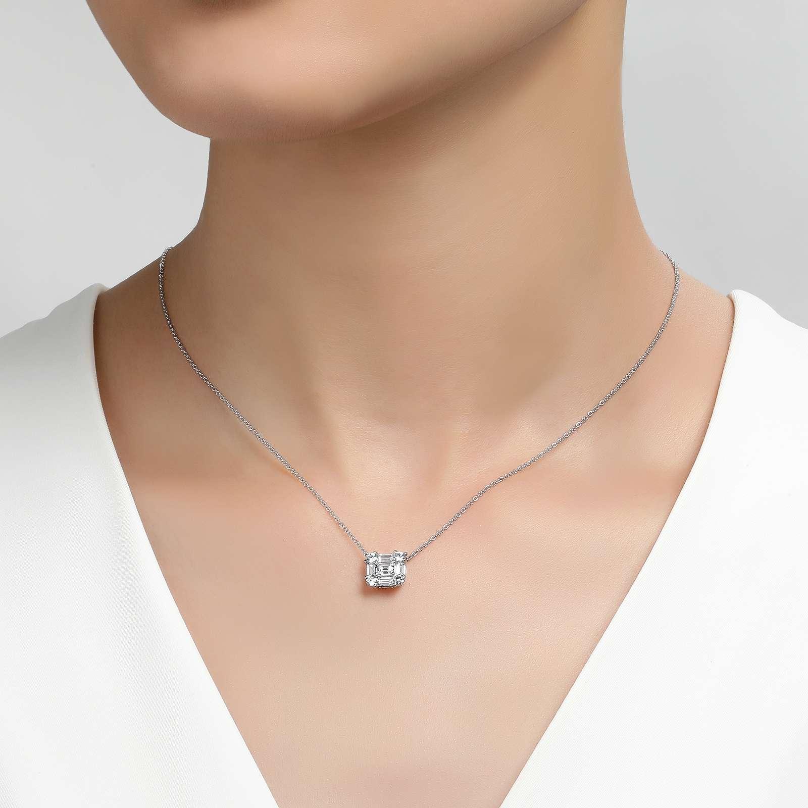 Baguette Halo Necklace