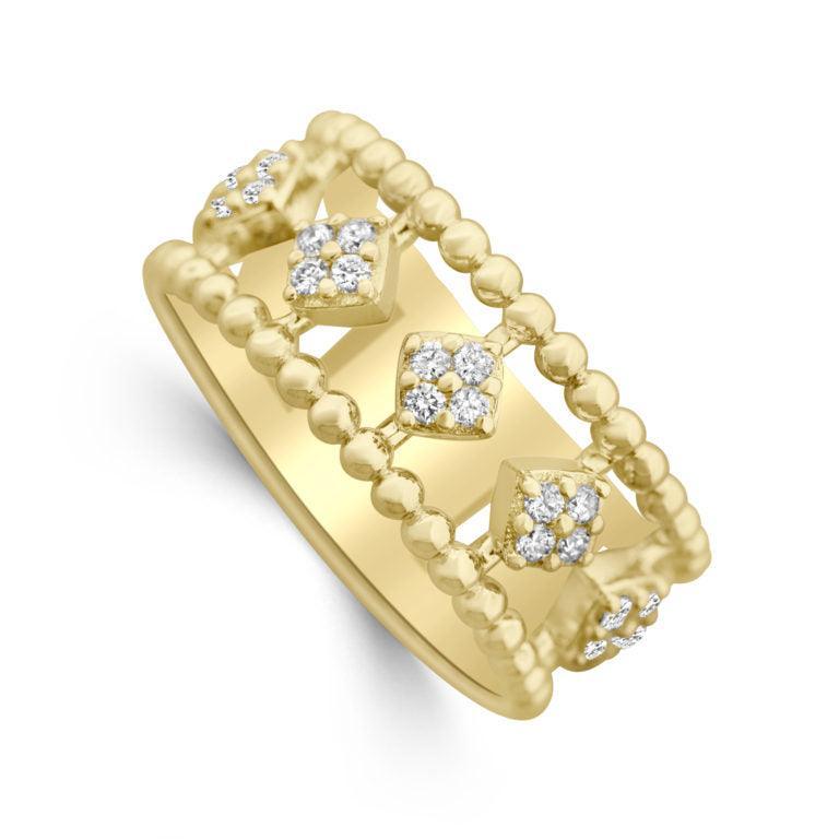 Beaded Crown Diamond Band