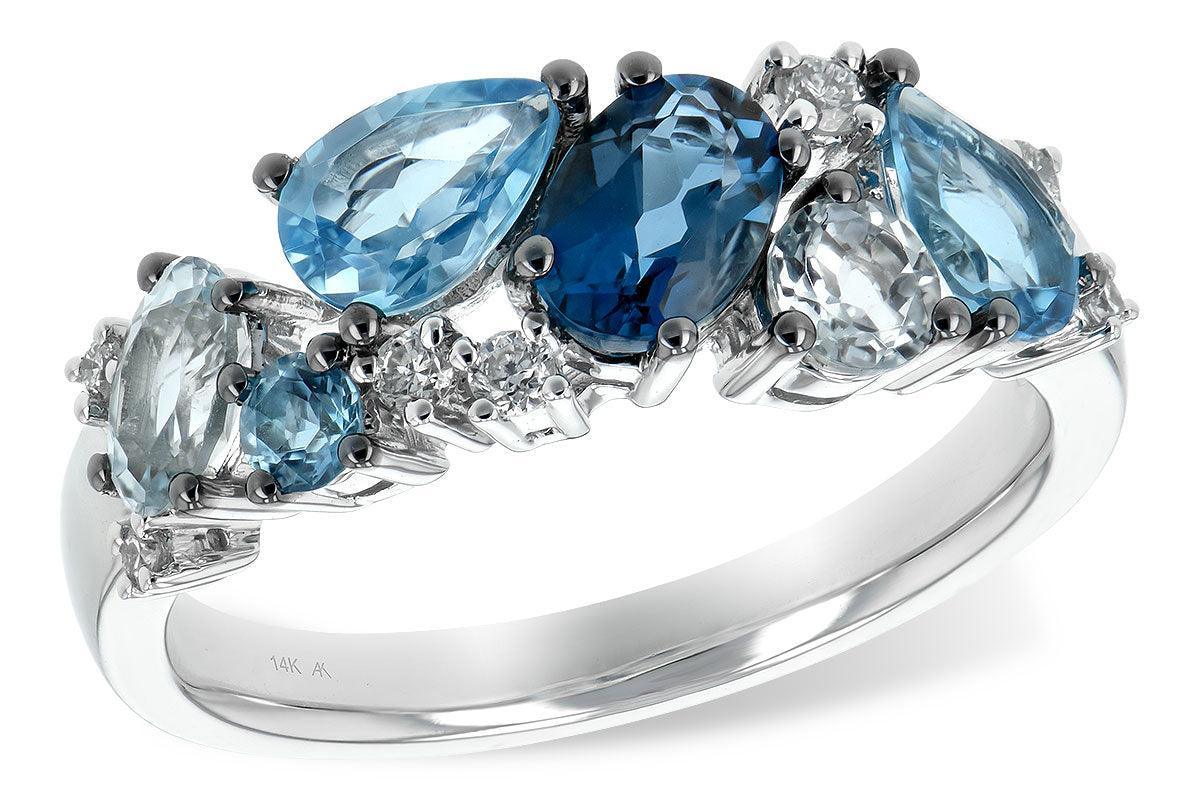 Blue Topaz Diamond Ring