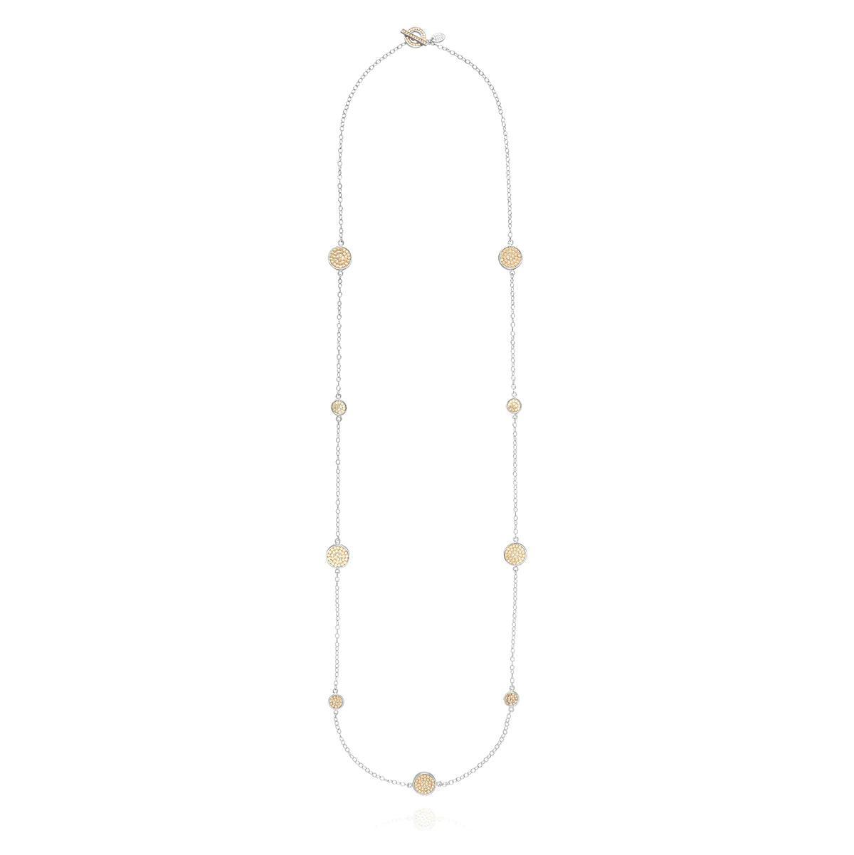 Classic Long Multi-Disc Station Necklace - Gold & Silver