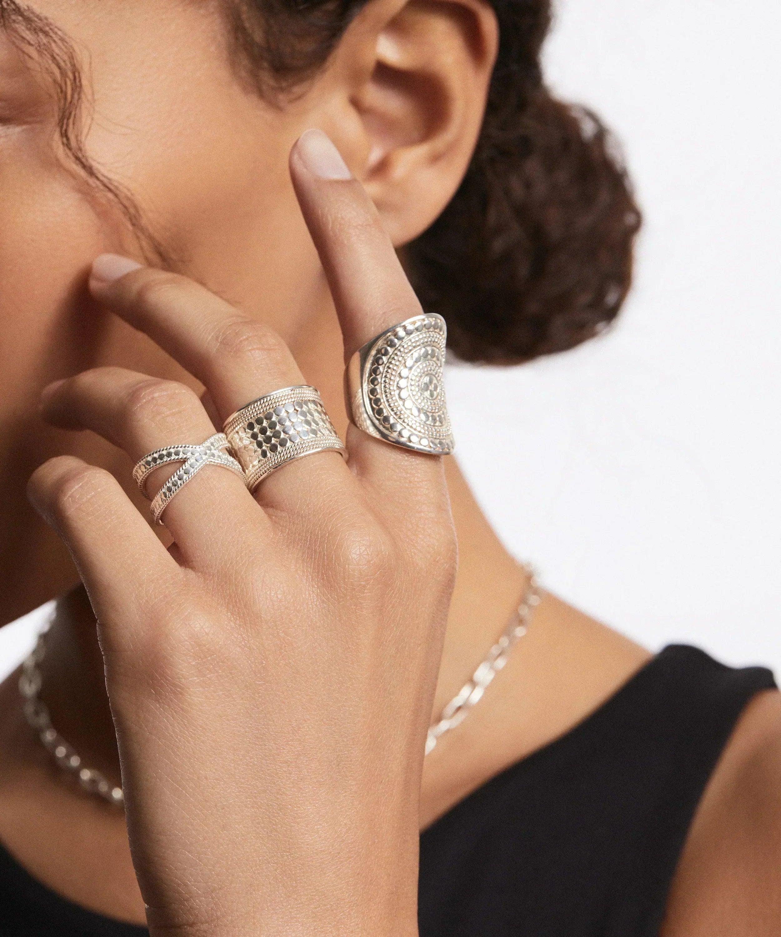 Classic Silver  Beaded Band