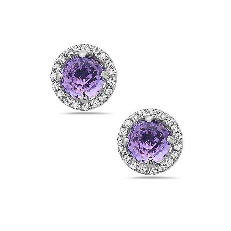 Diamond & Amethyst Stud Earrings