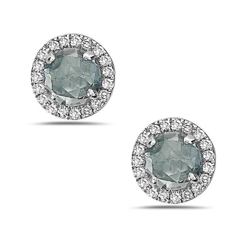Diamond & Aquamarine Stud Earrings