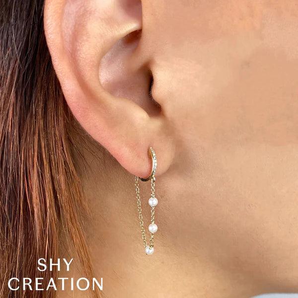 Diamond & Cultured Pearl Huggie Earrings