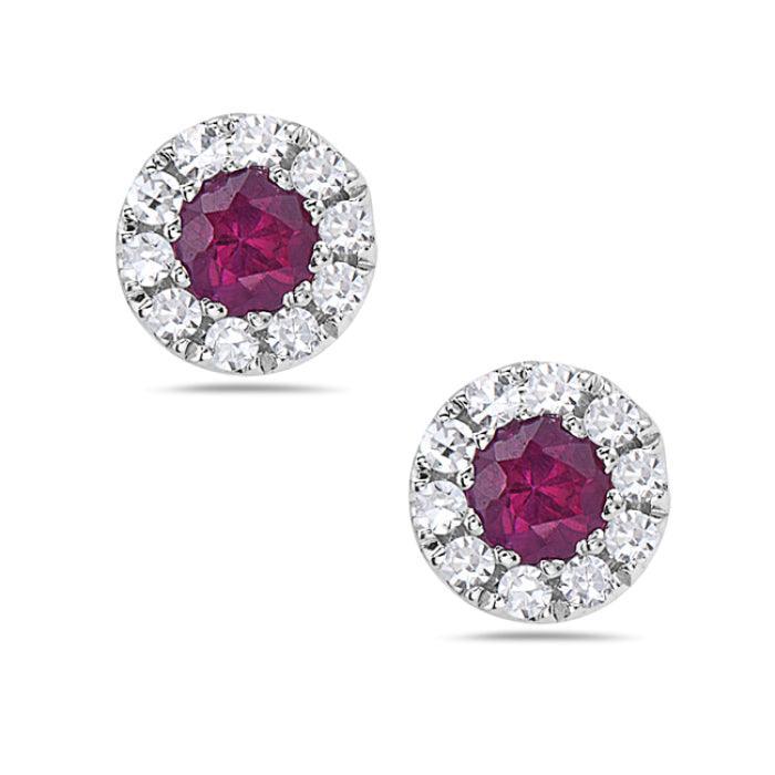 Diamond & Ruby Stud Earrings