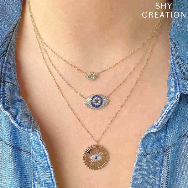 Diamond and Sapphire Eye Necklace