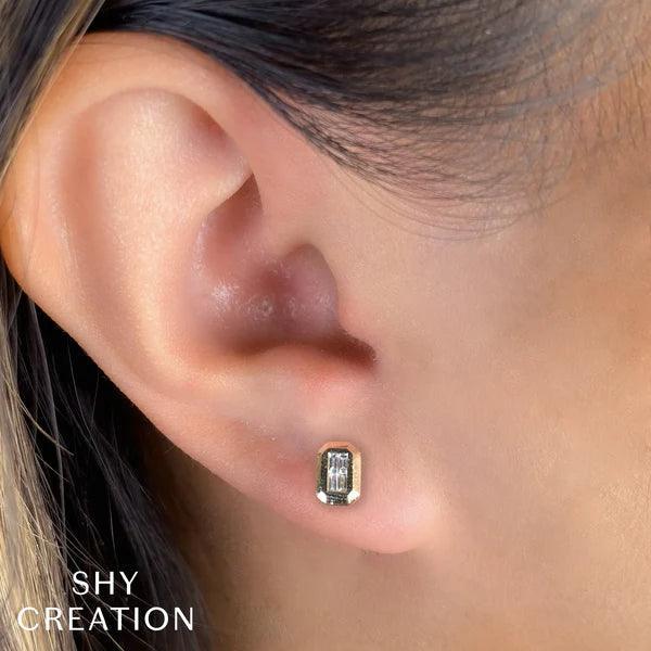Diamond Baguette Geo Cut Stud Earrings