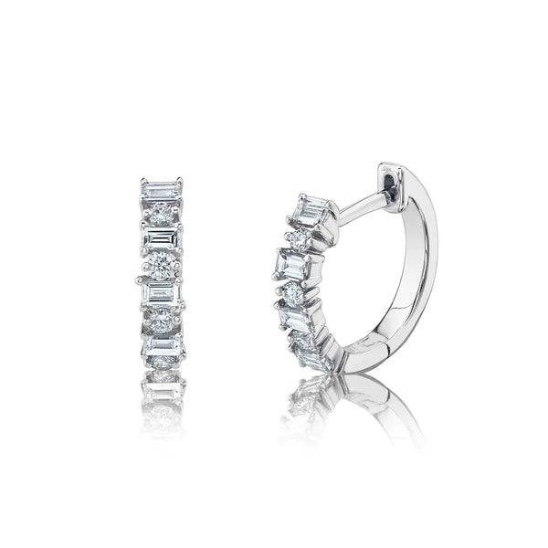 Diamond Baguette Huggie Earrings
