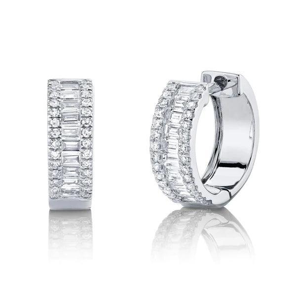 Diamond Baguette Huggie Earrings